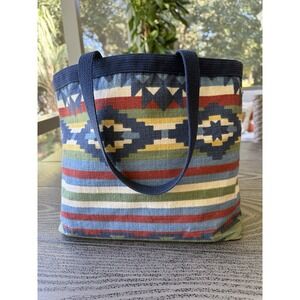 Nordic House Designs NYC Southwest Aztec Tapestry Tote Bag Multicolor Woven USA